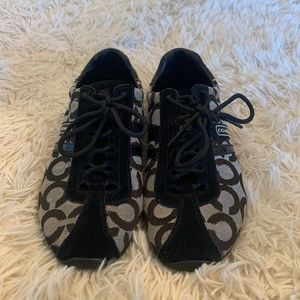 Coach Kathleen Sneakers Gray Black Signature Canvas & Suede Women’s US size 7.5M
